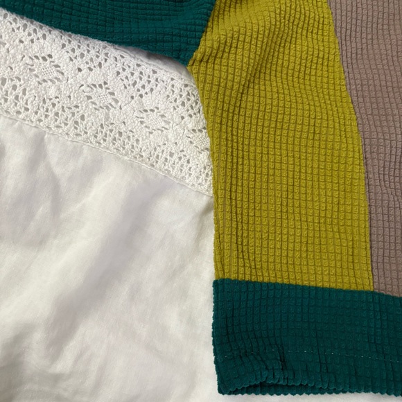 Youer Chill Top XS long sleeve fleece top sweatshirt 1/4 zip green tan cropped - Picture 5 of 7